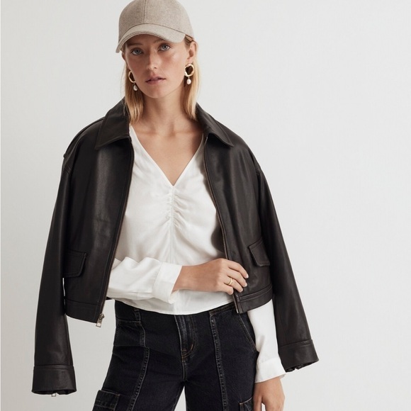 Madewell Brushed Ruched-Front Top lighthouse - Picture 2 of 6